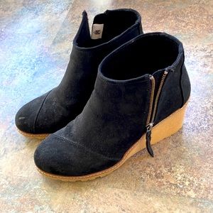 Suede booties 3” wedge heel